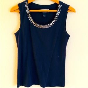 3/$20 Karen Scott navy blue 100% cotton sleeveless top
Beautiful like new top